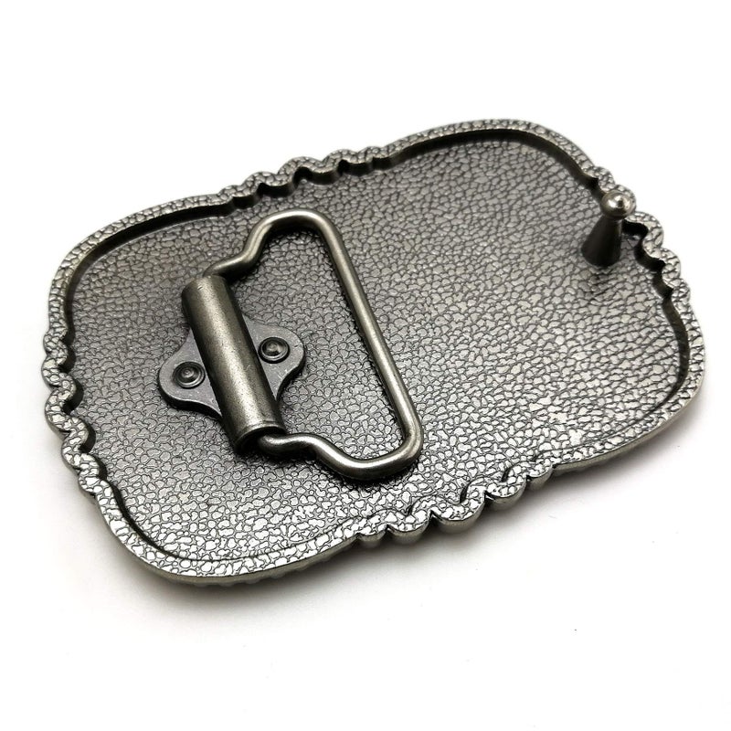 LAXPICOL Native American Vintage Pattern Leaf Cross Rectangle Belt Buckle For Men Grey Tone - Image 3